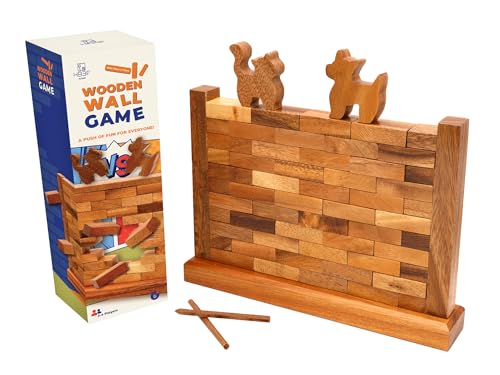 BSIRI Wooden Brick Wall Balancing Game with Characters Family for Teens and Adults Classic Brick Board Games Tabletop Party Skill Activity for Home Party Play - style: The Wall Game