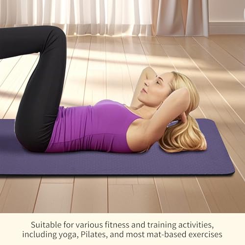 Non-Slip TPE Yoga Mat for Women & Men, 72"x24" Extra-Long Pilates Mats for Hot Yoga, HIIT, Floor Workouts, Lightweight Fitness Mat with Dual Grip