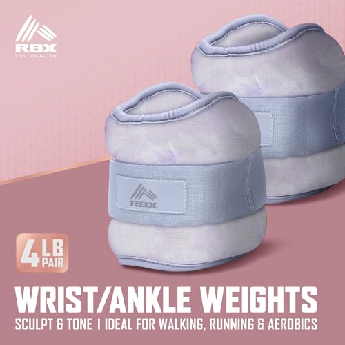 RBX Wrist & Ankle Weights Set, Adjustable Comfort Fit for Training & Toning