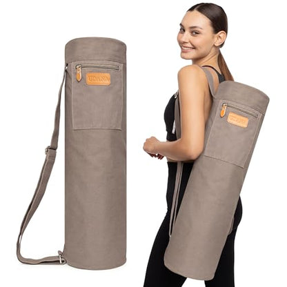 UDANA Canvas Yoga Mat Bag for Women & Men, Full-Zip Carrier with 3 Pockets & Adjustable Strap, Stylish Gym & Pilates Bag – Available in Multiple Sizes
