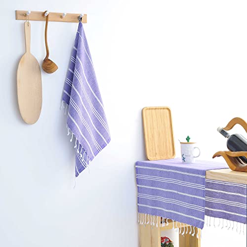 Cacala 100% Turkish Cotton Kitchen Tea Towels, Highly Absorbent Luxury Soft Quick Drying Dish Towel with Hanging Loop for Gym, Yoga, Bath, Sports, Cleaning and Kitchen (23 x 36), Dark Purple