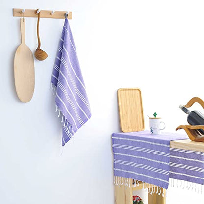 Cacala 100% Turkish Cotton Kitchen Tea Towels, Highly Absorbent Luxury Soft Quick Drying Dish Towel with Hanging Loop for Gym, Yoga, Bath, Sports, Cleaning and Kitchen (23 x 36), Dark Purple