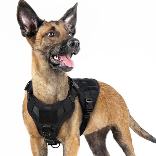 rabbitgoo Tactical Dog Harness for Small, Heavy Duty Military No Pull Vest - color: Black, size: Small