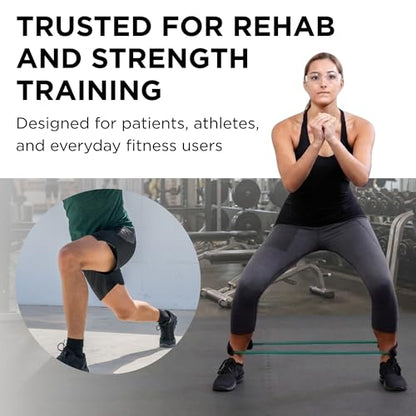 THERABAND Resistance Tubing with Cuffs, Heavy Green Level 3, Exercise Bands for Lower Body Workouts, Physical Therapy, Pilates & At-Home Training - color: Level 3 / Heavy - Green