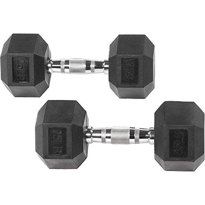 Fitvids Hex Dumbbells Rubber Coated Hand Weights for Exercises and Fitness Home Gym, 5-50 LB Pair - style: 25.4LBS Pair
