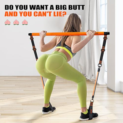 Pilates Bar Kit with Resistance Bands, Pilates Equipment, Multifunctional Pilates Bar for Women & Men, Pilates kit for Hip, Back, Arm, Full-Body Workouts, Home Gym Strength Training Equipment