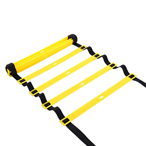 Agility Ladder Speed Training Ladder Footwork, with Adjustable Flat Rungs Nylon Strap and Ground Nails for Soccer Football Fitness Speed Training - color: 4 Meters and 8 Rung