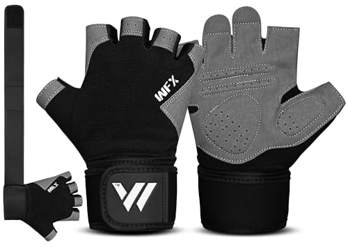 WESTWOOD FOX Gym Gloves Fitness Training Anti Slip Shock-Absorbing Weight Lifting Gloves Padded Grip Breathable Fingerless Workout Support for Men Women Cycling Exercise - color: Long Wristband, size: Small