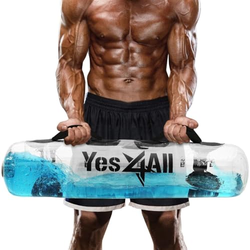 Yes4All Large Aqua Bags for Workout 35/45/80lbs - Ultimate Core Water Weights Aqua Bag - Portable Stability Fitness - Perfect Agility, Durability for Indoors and Outdoors - Clear & Dark Blue - color: A. Clear - 45LB