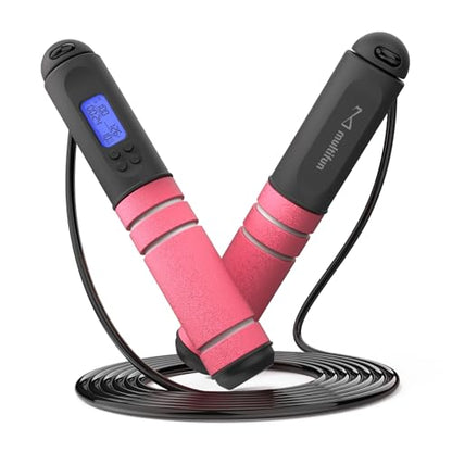 Digital Jump Rope with Smart Counter & Timer - Adjustable Speed Skipping Rope for Fitness, Weight Loss, Boxing, MMA - Tangle-Free Ball Bearings & Anti-Slip Handles for Men, Women, Kids.(Check 2026 New Evolution for 3s Rope Swap)