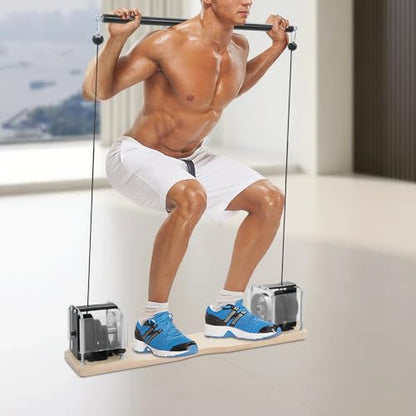 Cable Machine Foldable Home Gym Equipment System, 150LB Adjustable Resistance Strength Trainer for Full Body Workouts - Squat Press Station with Cable Pulley, Leg Developer & Accessories