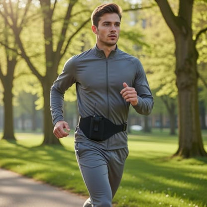 Mic Fitness Waist Belt Adjustable Microphone Holder Bag with Neoprene Material Sweat-resistant 75.5cm for Fitness Trainers and Outdoor Running