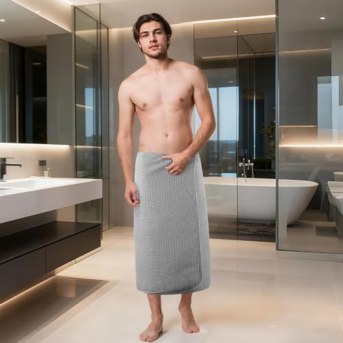 POLYTE 380 GSM Poly Blend Microfiber Quick Dry Waffle Bath Towel, 30x60 in - color: Light Gray