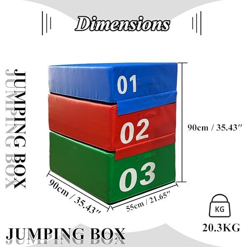 4 in 1 Foam Plyometric Box, Adjustable Height Soft Foam Jump Box Set, Non-Slip, Durable, Easy-to-Clean Soft training box, Suitable for Gyms, Home, Jumping, etc.(Size:01+02+03（90*55*90cm）) - size: 01+02+03（90*55*90cm）