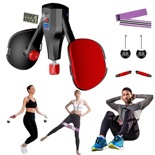 Kegel Trainer, Multi-Function 132 lbs Resistance Pelvic Floor Exercise Devices with Thigh Straps, Handles, Resistance Bands and Jump Rope, Kegel Trainer Hip Leg Toner Inner Kegel Exerciser - color: Black Red
