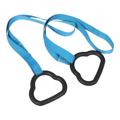 FUOYLOO Gym Rings Set for Strength Training Indoor Exercise Rings with Adjustable Straps Sturdy Blue Nylon for Home Workout and Gymnastics