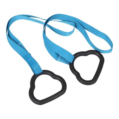 FUOYLOO Gym Rings Set for Strength Training Indoor Exercise Rings with Adjustable Straps Sturdy Blue Nylon for Home Workout and Gymnastics