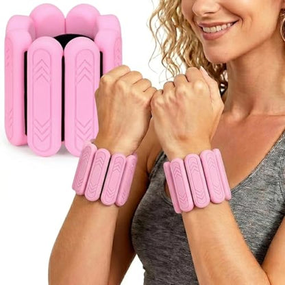 Wrist & Ankle Weights for Women Men, 1lb/2lb/4lb Set of 2 - Adjustable Wearable Weighted Bands, Waterproof Silicone Arm & Leg Weights for Pilates, Yoga, Walking, Dance, Home Workout & Gym