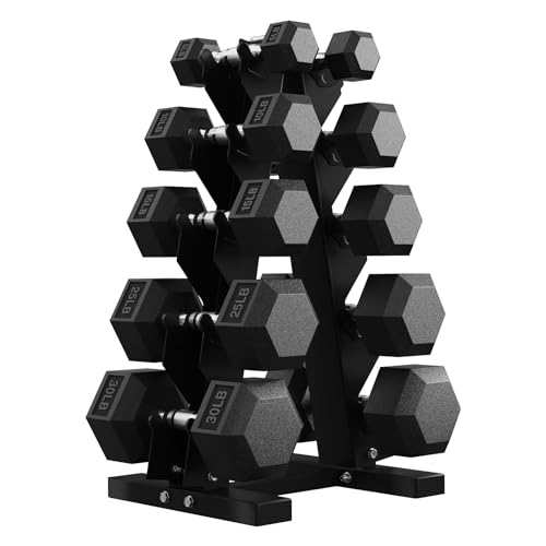 Hex Dumbbell Sets with Rack, 85-560lb Dumbbell Weight Set & Storage Rack - size: 170lb (5, 10, 15, 25, 30lb)x2& Rack