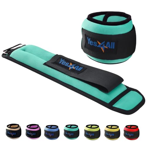 Yes4All Wrist & Ankle Weights Pair 1lb -10lbs, Adjustable Strap for Walking, Jogging, Pilates, Gym Fitness Workout for Women, Men - color: D. 5Lbs Pair (2.5lb x 2) - Green, size: 2 x 2.5 lbs