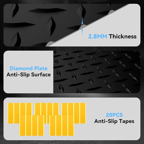 4x30 FT Garage Floor Mat, 2.8mm Thickened Diamond Plate - color: Black, size: 4x30 FT