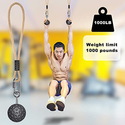 SELEWARE Pull Up Ball Grip & Wall Mounted Pull Up Bar, Heavy Duty Home Gym Equipment for Strength Training, Rock Climbing, Chin Ups, Black