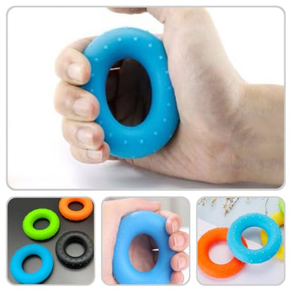 Kisangel 4pcs Hand Grip Rings and Finger Massage Rings, Multi-functional Silicone Hand Exerciser Set, 30-60lb Resistance Strengthener for Fitness Training and Rehabilitation at Home