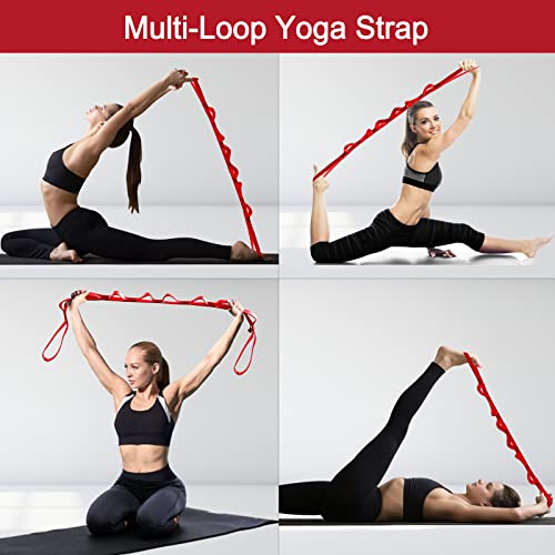 23KN (5070 lbs) Heavy Duty Straps - 2 Pack Adjustable Daisy Chain Webbing for Aerial Yoga, Hammock, Fitness & Rigging - CE/EN566 Certified, Red/Grey - color: Red