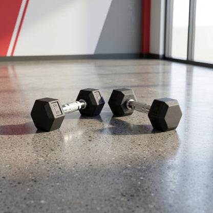 5-50 lbs Hex Dumbbell Weight Set With Rack for Home Outdoor Gyms 6-10 Pair Rubber Exercise & Fitness Nonslip Handle Dumbbells and Storage Rack Hold 350/450/550 Pounds