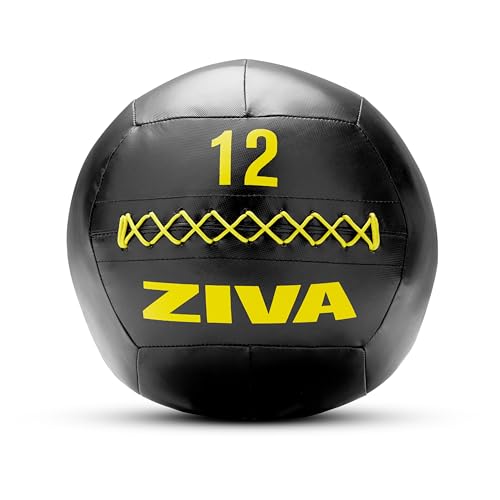 ZIVA Soft Wall Ball – Highly Durable Weighted Exercise Medicine Slam Ball for Strength and Conditioning Workout - Multiple Color, Weight Available - color: i. 12lb - Black