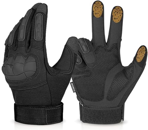 KUMGIM Tactical Motorcycle Gloves with Knuckle Protection Touchscreen - color: Black, size: XX-Large