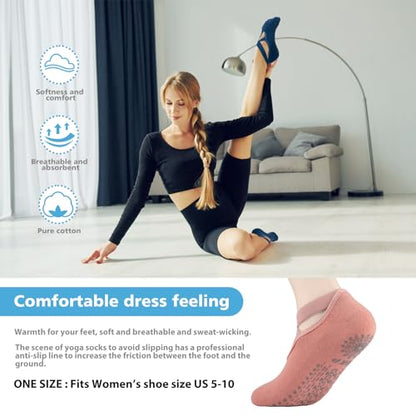BKP Yoga Socks for Women,Pilates Socks Non Slip Grip Socks Suitable for Ballet,Plasticity,Dance,Home,Training