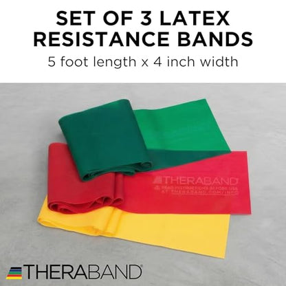 THERABAND Resistance Bands Set, Elastic Bands for Exercise & Physical Therapy, Strength Training for Upper & Lower Body Fitness - size: Beginner Set, style: Latex