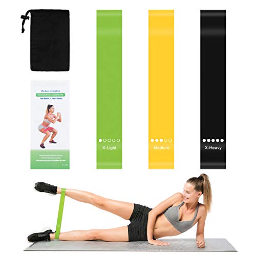 Portzon Resistance Loop Exercise Bands, Suitable for arm, Leg Stretching and Strength Training, Muscle Recovery, deep Squat and Pilates - color: tris-color