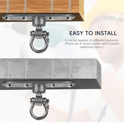 Heavy Duty Stainless Swing Hanger with Smooth Swing Bearings 180°+360°, 1500 lb Capacity for Indoor Outdoor Playground Yoga Hammock Chair Sandbag Porch Swing Bag