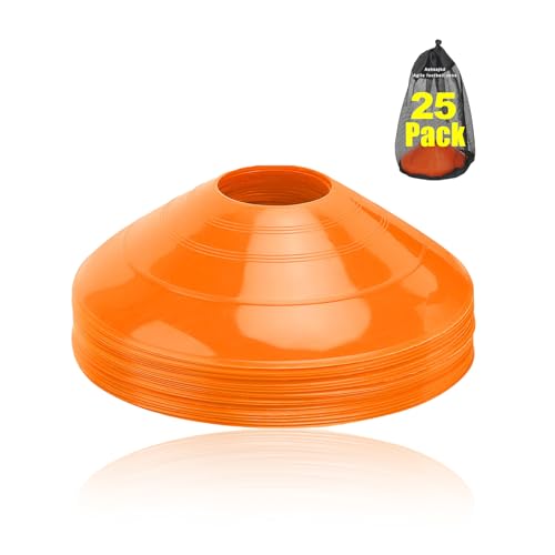 Ashsajkd(Set of 25/50/100 - Agility Soccer Cones with Carry Bag and for ， Football Cones for TrainingFootball, Basketball, Coaching, Agility Cones for Indoor and Outdoor Games