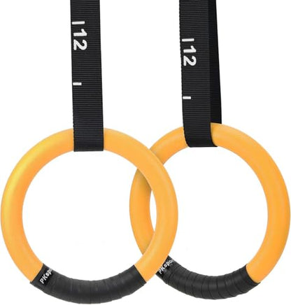 Gymnastic Rings 1100lbs Capacity with 14.76ft Adjustable Buckle Straps Pull Up Exercise Rings Non-Slip Rings for Home Gym Full Body Workout