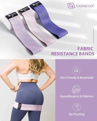 LIONSCOOL Pilates Ring Set 14" Magic Circle, 9" Mini Ball, Resistance Bands - color: Purple
