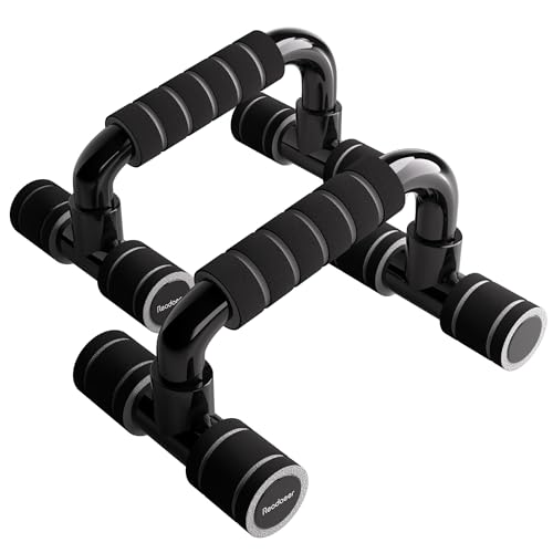 READAEER Push Up Bars Gym Exercise Equipment Fitness 1 Pair Pushup Handles with Cushioned Foam Grip and Non-Slip Sturdy Structure Push Up Bars for Men & Women - color: Gray