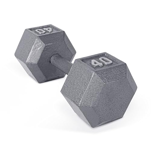 CAP Barbell Cast Iron Hex Dumbbell | Multiple Options - color: Gray, Single, size: 40 lb