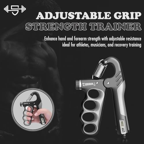 Adjustable Grip Strength Trainer Hand Gripper for Grip Strength, Forearm & Wrist Strengthener, Hand Exerciser for Strength Training & Therapy 11-220Lbs(5-100KG)