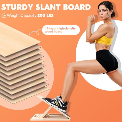 Portable Slant Board for Calf Stretching, Adjustable Wooden Calf Stretcher Incline Board, Calf Stretch Board for Squats Leg Knees Heel Ankle Stretching - color: 1PC（Slant Board）