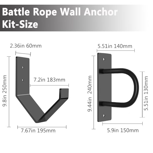 Heavy Duty Battle Rope Wall Anchor Kit with 1 Storage Hook, Wall Mount for Home Gym Training