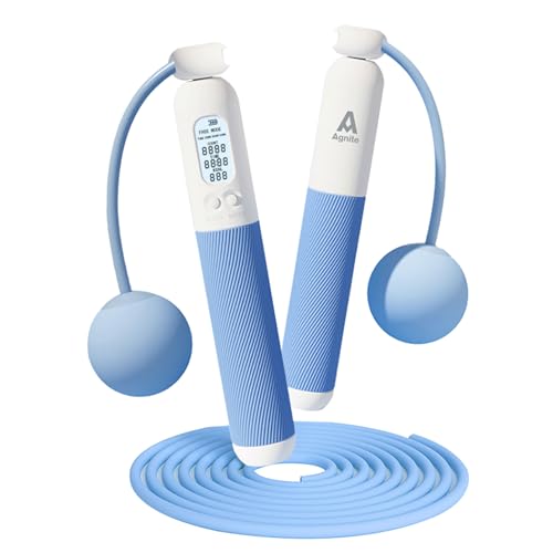 Jump Rope with Counter, 2 In 1 Gravity Ball Jump Rope for Fat Loss, Adjustable Digital Counting Jump Ropes with LED Display for Home, Indoor or Outdoor exercise use, Workout, Crossfit, Gym for Women, Men, Adults, Kids