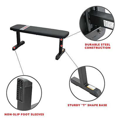Sunny Health & Fitness Heavy-Duty Weight Bench for Home Gym Training - color: 1. Black