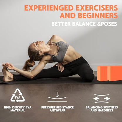 Yoga Block - Supportive Latex-Free Eva Foam - Soft Non-Slip Surface with Beveled Edges for Yoga, Pilates, Meditation - Yoga Accessories for Stability, Balance, Deepen Stretches