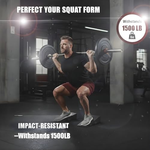 Slant Board for Calf Stretching & Squats – Non-Slip Heel Elevated Squat Wedge Block for Weightlifting, Squat Mobility & Performance | Workout Wedge to Improve Squat Form, Balance & Strength