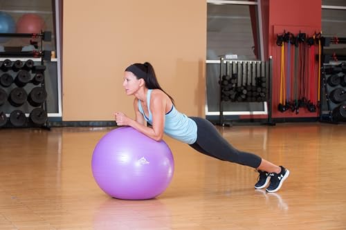 Black Mountain Products Exercise Stability Yoga Ball, Foot Pump, Ball Plug, Plug Puller, 2000 Lbs Static Weight Capacity Antiburst - color: Black, size: 45cm
