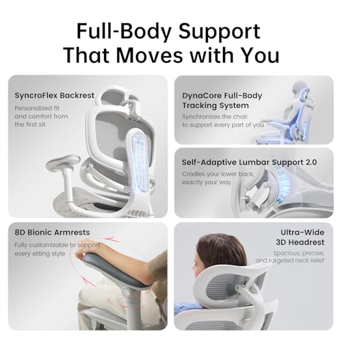 SIHOO Doro C300 Pro V2 Ergonomic Office Chair, 135° Recline, 2 Packs, White - color: White, size: Pack of 2