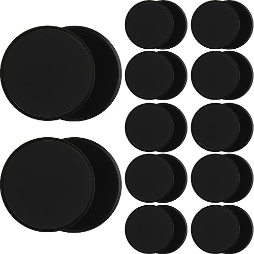 24 Pcs Core Sliders for Working Out Abdominal Exercise Gliding Discs Dual Sided Workout Disc Fitness Sliders Exercise Gear for Gym Floors Training Abdominal Core Strength - color: Black